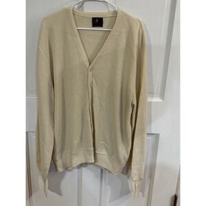 VINTAGE Arnold Palmer Sweater Mens XLT  Ivory/Yellow Cardigan 80s